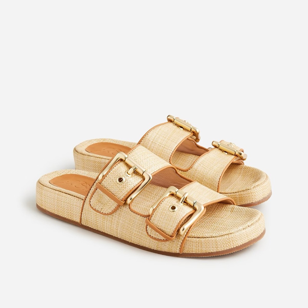 Two-strap woven buckle sandals Size 9